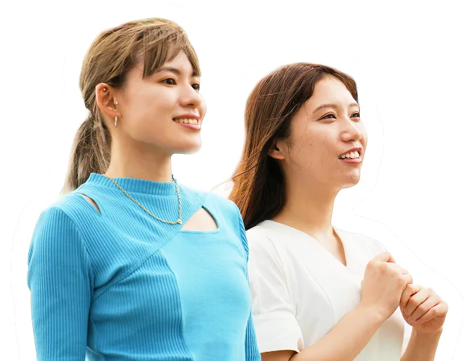 大崎海水浴場を眺める二人